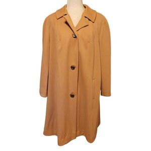 Vintage Montgomery Ward 1970s Women's Small Camel Color Coat A-line Collared
